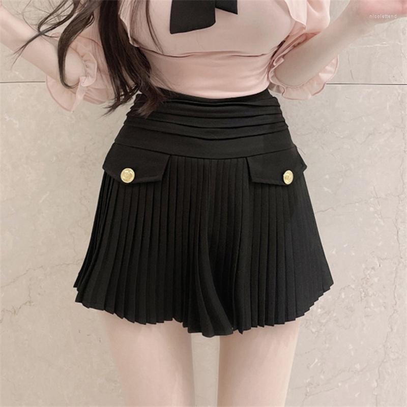 

Skirts 2022 Casual Fashion Temperament Sexy Solid Color Matching High-waisted A-line Pleated Skirt
