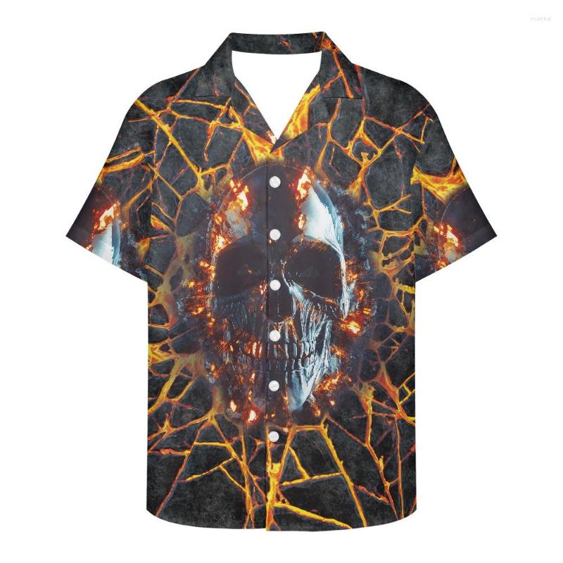 

Men's Casual Shirts Men Breathable Loose V Neck Short Sleeve Shirt Skeleton Flowers Printing Summer Beach Blouse 2022 Design Leisure Hawaii, Ysfg00906f16