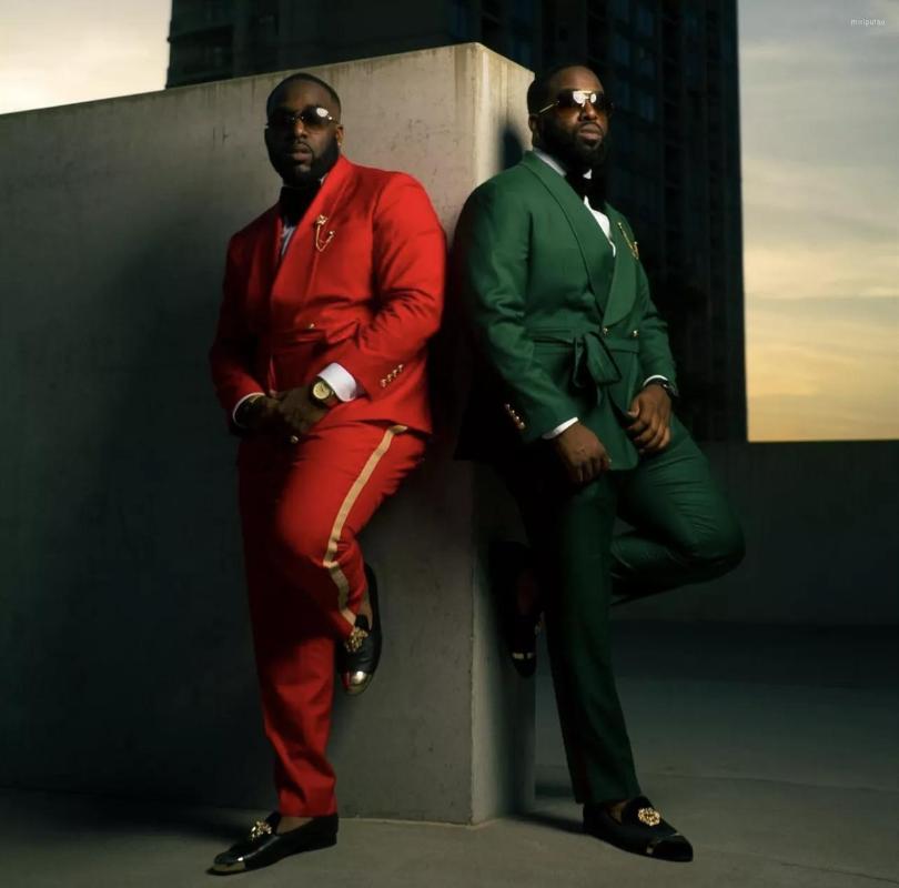 

Men's Suits Tailored Green Red Men Suit Outfits Coat Custom Made Wedding Party Wear Peaked Lapel Side Slit Blazer Trousers 2Pcs Jacket Pants, Black