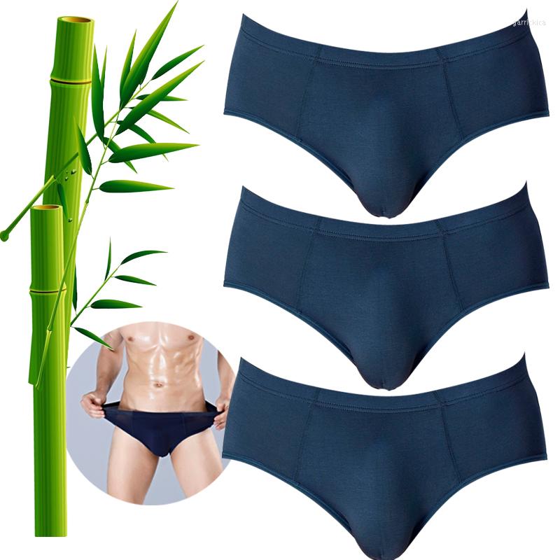 

Underpants High Quality Plus Size Solid Breathable Men Briefs Sexy Bamboo Fiber Underwear Soft Silk Cool Basic Brand Panties 6XL, Black