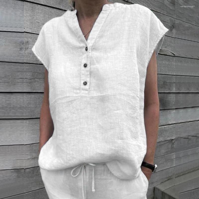 

Women's Blouses Trendy Summer Top Pullover Leisure Vintage Pure Color Breatahble, White
