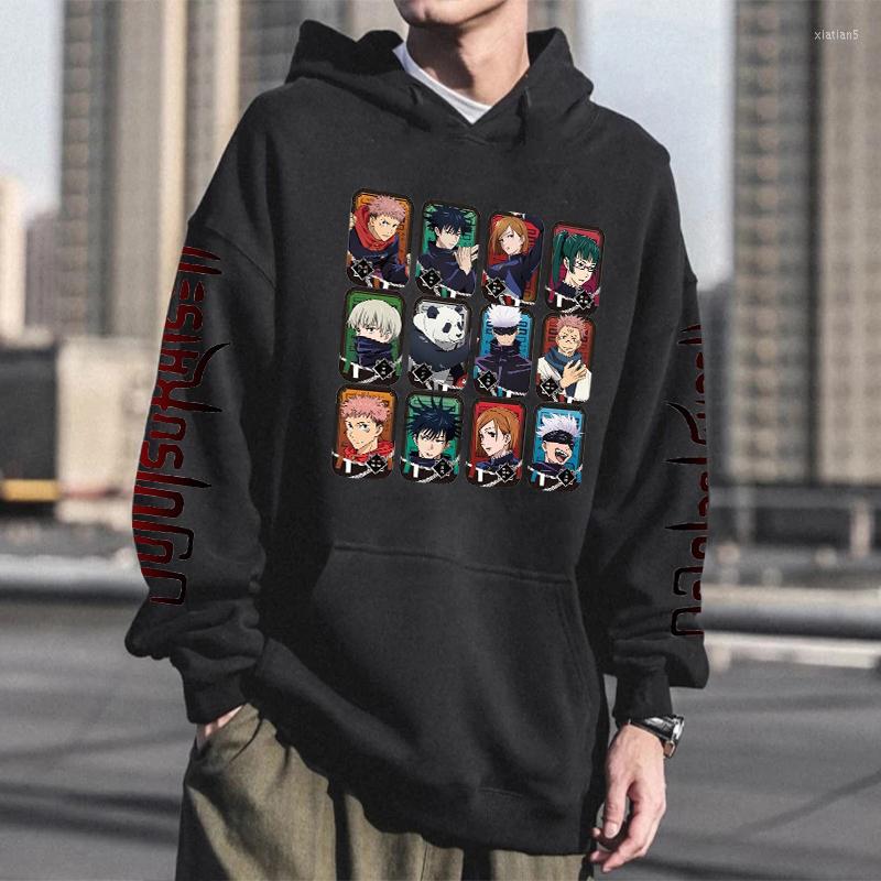 

Men's Hoodies Jujutsu Kaisen Anime Characters Poster Printed Hooded Sweatshirts Men Harajuku Streetwear Oversized Fashion Male, Blue