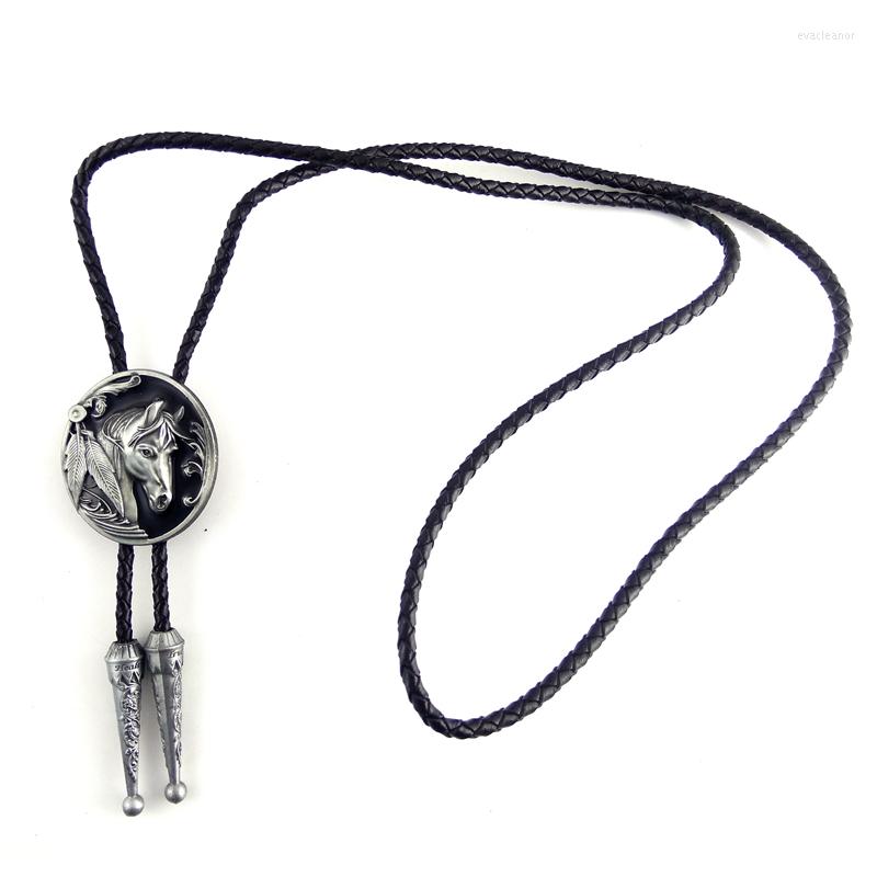 

Bow Ties 5 Pcs Wholesale Lots Western Cowboy Bolo Tie For Men Black Leather With Horse Metal Buckle Custom Mens Clothing Accessories