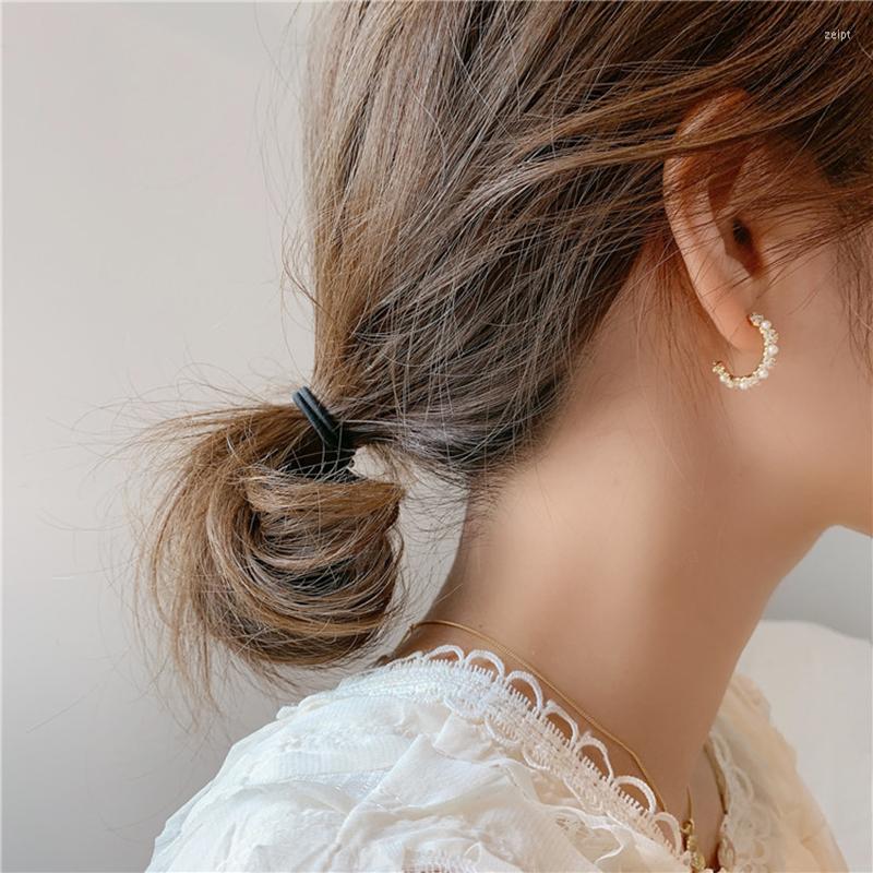

Hoop Earrings Fashion Gold Color Charms Earring For Women Paved Zircon/Pearl Circle Brincos Elegant Trend Jewelry Gift