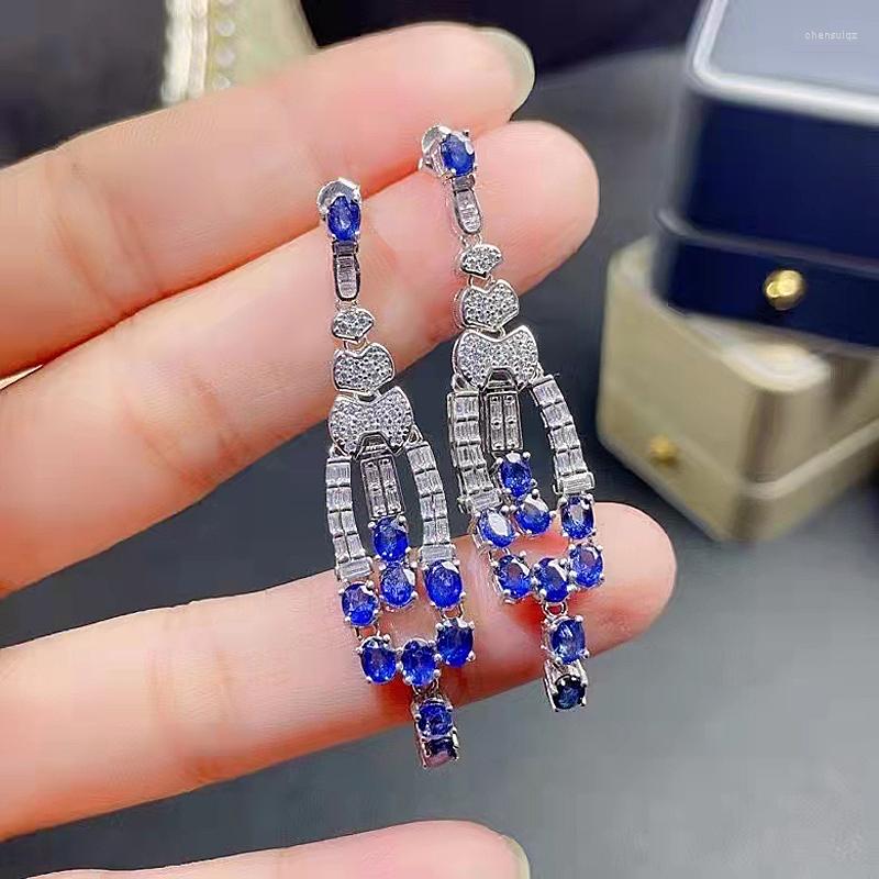 

Dangle Earrings Fashion Luxury Natural Sapphire S925 Sterling Silver Women Fine Weddings Jewelry