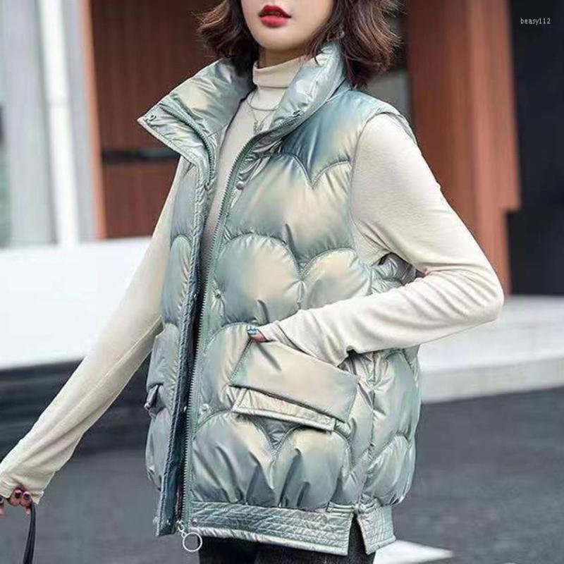 

Women' Vests Korean Fashion Cotton Vest For Women Stand Nek Casual Loose Waistcoat Sleeveless Jacket Winter Thick Chamarras Para Mujer 2022, Black