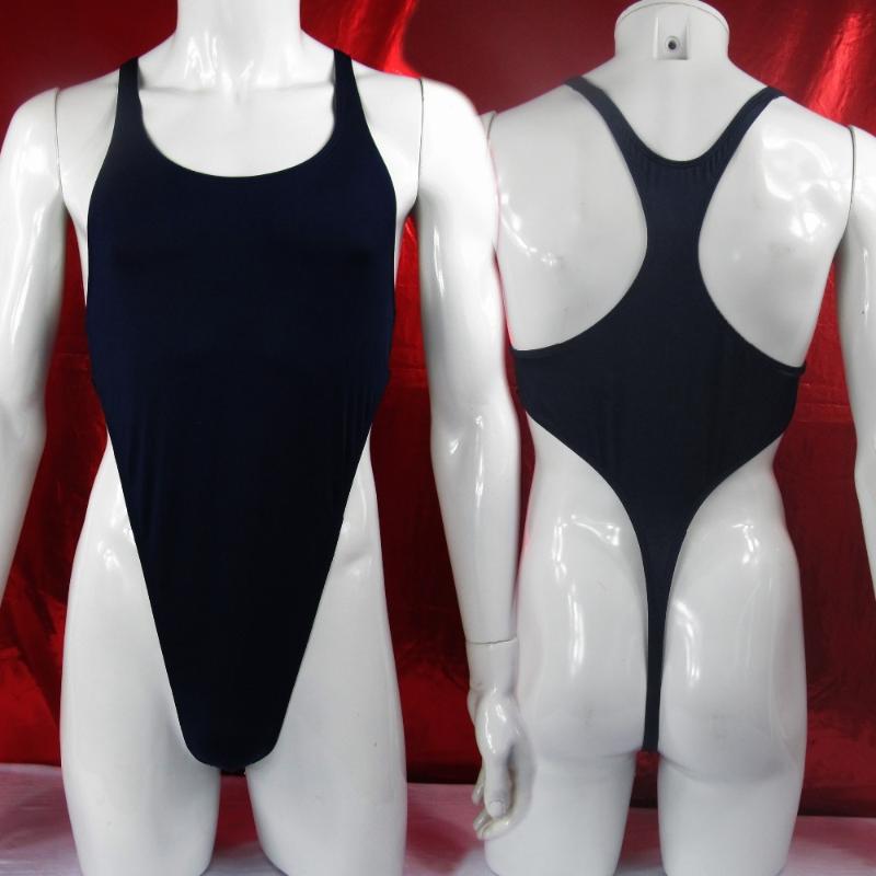 

Men's Body Shapers G4282 Mens Bodysuit Thong Leotard High Cut Racer Back Nylon Spandex Soft Thin Jersey Semi C-thru