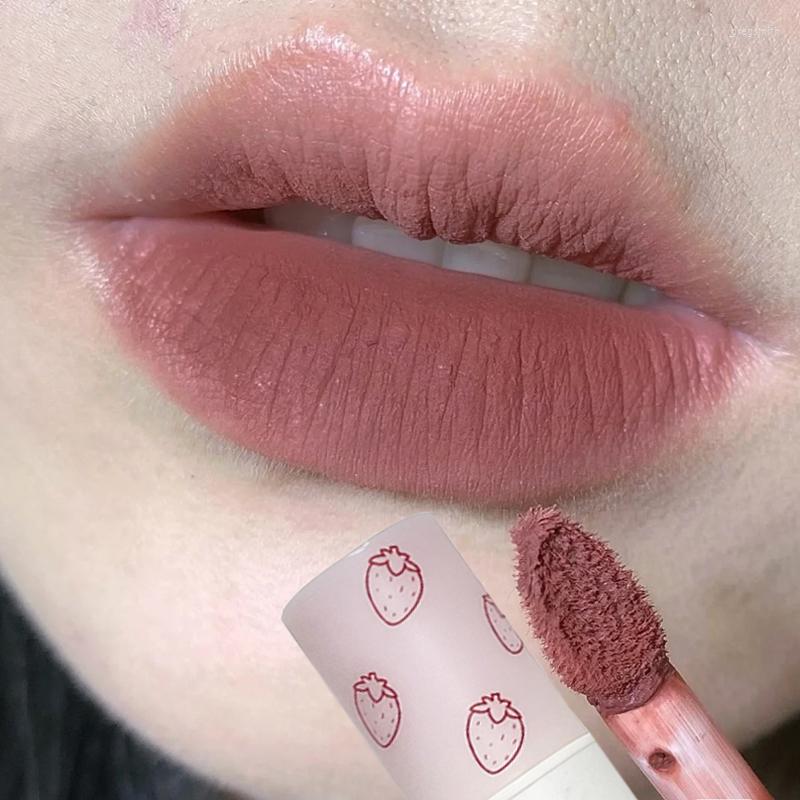 

Lip Gloss 6 Colors Matte Velvet Nude Red Smooth Lovely Strawberry Liquid Lipstick Lasting Non-stick Cup Mud Makeup Cosmetics, 03