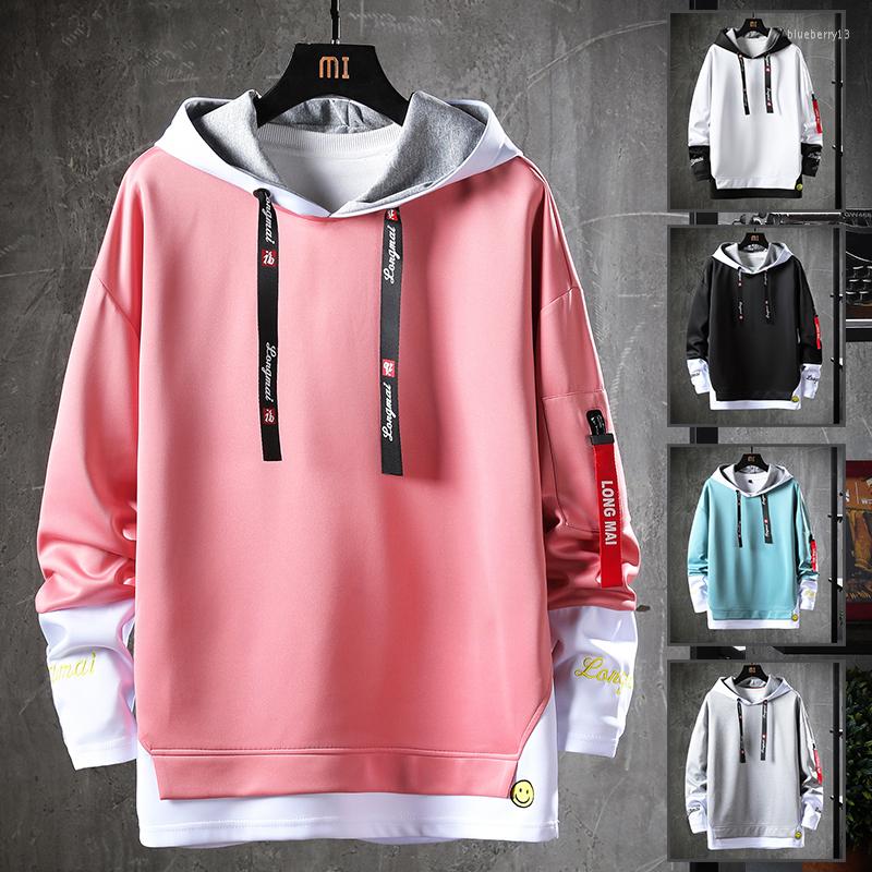 

Men's Hoodies KOLMAKOV Arrival Hip Hop Pullover Sweatershirt Casual Hooded Solid Streetwear Men Patchwork Coat Male -4XL, White
