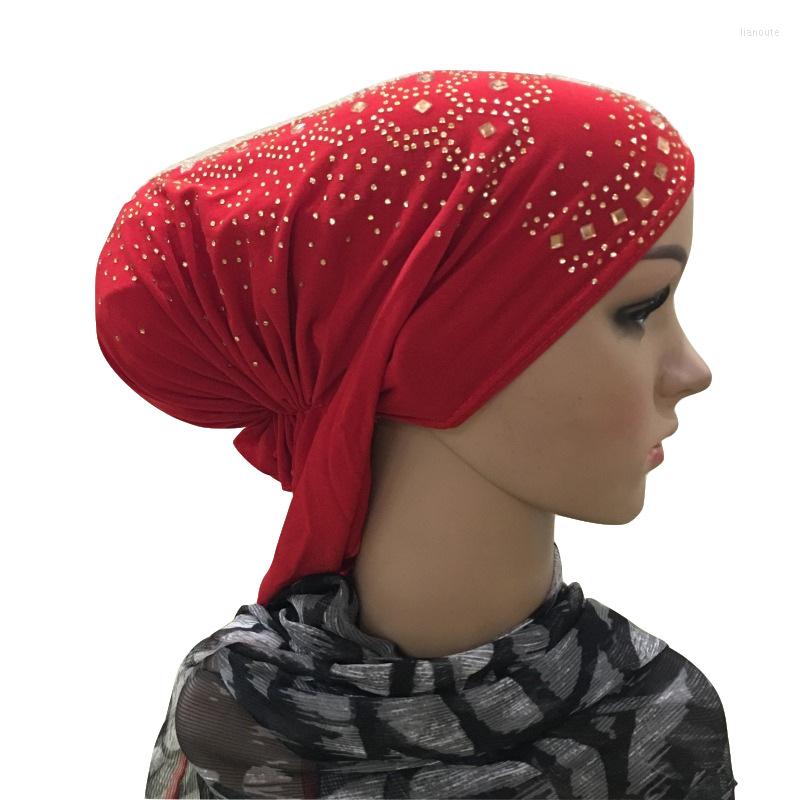 

Ethnic Clothing Islamic Underscarf Bonnet Arab Female Head Wraps Muslim Stretch Diamonds Turban Hijab Cap Inner Hijabs African India Hat