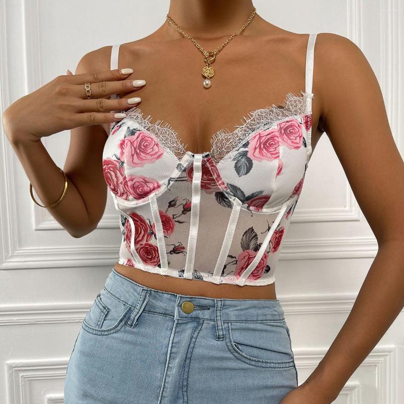 

Women's Tanks 2022 Top Cotton Short Hollow Out Solid Tops Tank Sexy Stitching Eyelashes Perspective Slim Europe And America Vest Spot, White