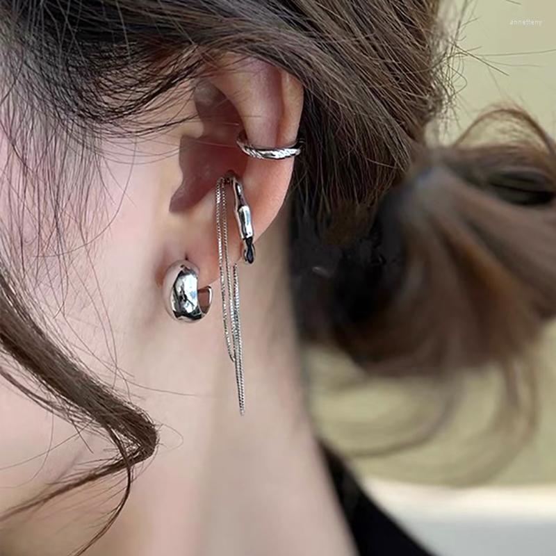 

Backs Earrings 4-piece Set Of Earbone CLIP GOLD SILVER Metal Chain Women's