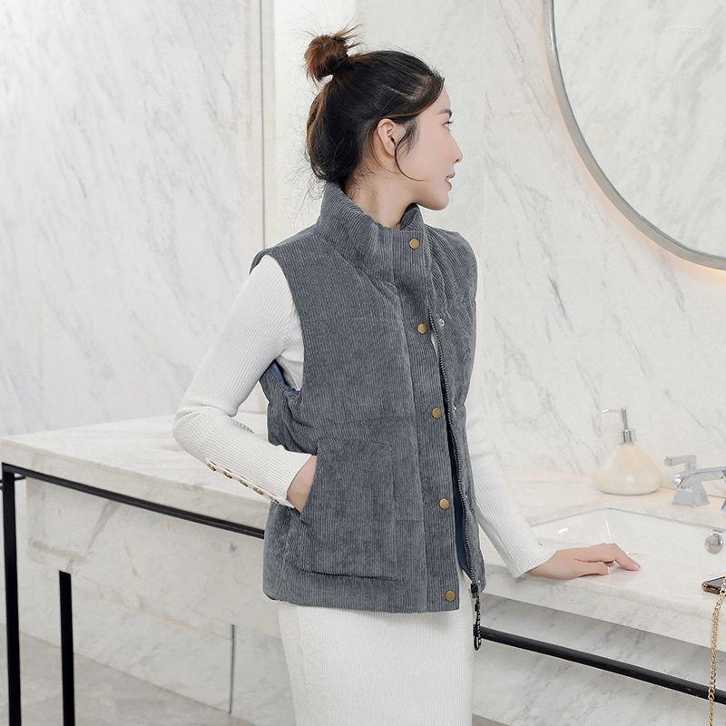 

Women's Vests Woman Jacket Vest Corduroy Coat Women's Loose Casual Mm Down Cotton Short Autumn And Winter Chaleco Mujer, Orange