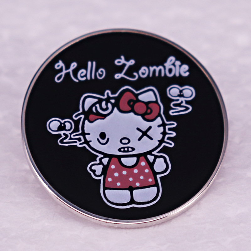 

Zombie cat brooch horror cartoon spoof metal badge brooch anime surrounding, As picture