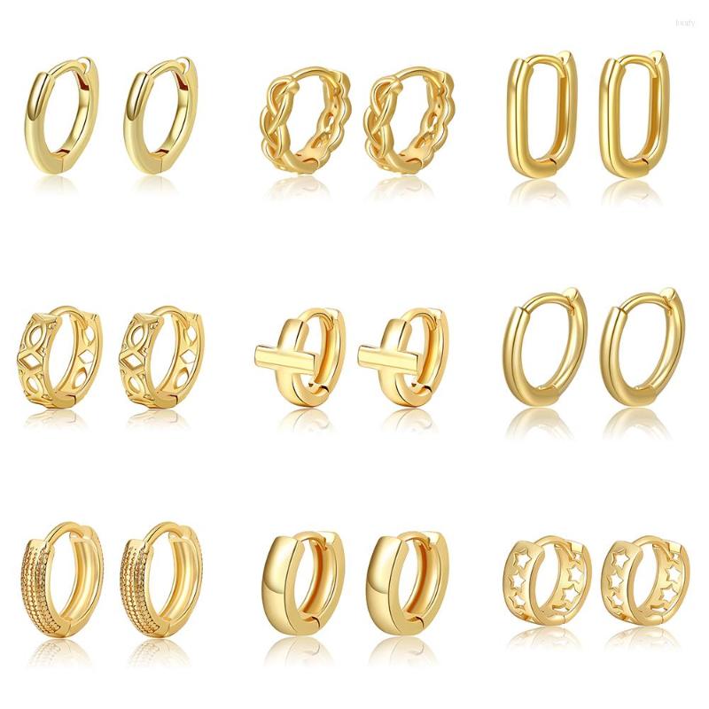 

Hoop Earrings Trendy Minimal Glossy Gold Color Tiny Cartilage Piercing Accessory Cute Huggie Female Hoops For Women