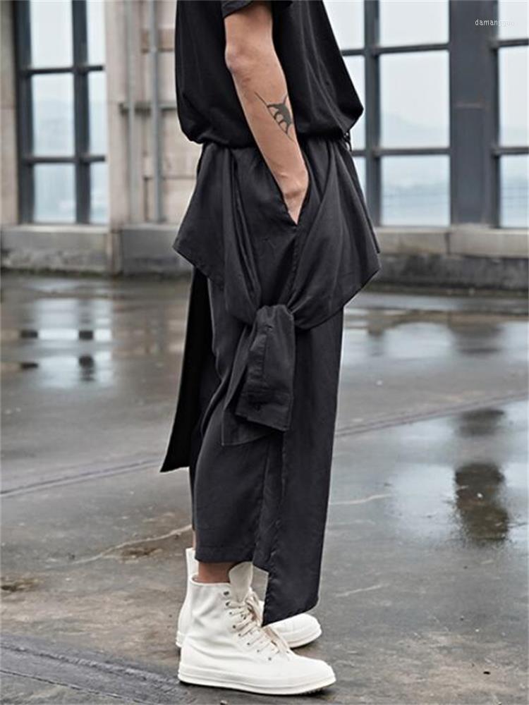 

Men' Pants Men' Casual Spring And Autumn Irregular Personality Design Yamamoto Wind Loose Large Size Wide Leg, Black