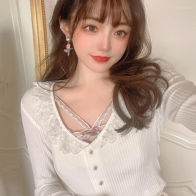 

Women' T Shirts 2022 Autumn Winter Button O Neck Knitting Sweater Women Basic Loose Pullover Sweaters Knit Jumper Ladies Casual T-Shirt, T2065