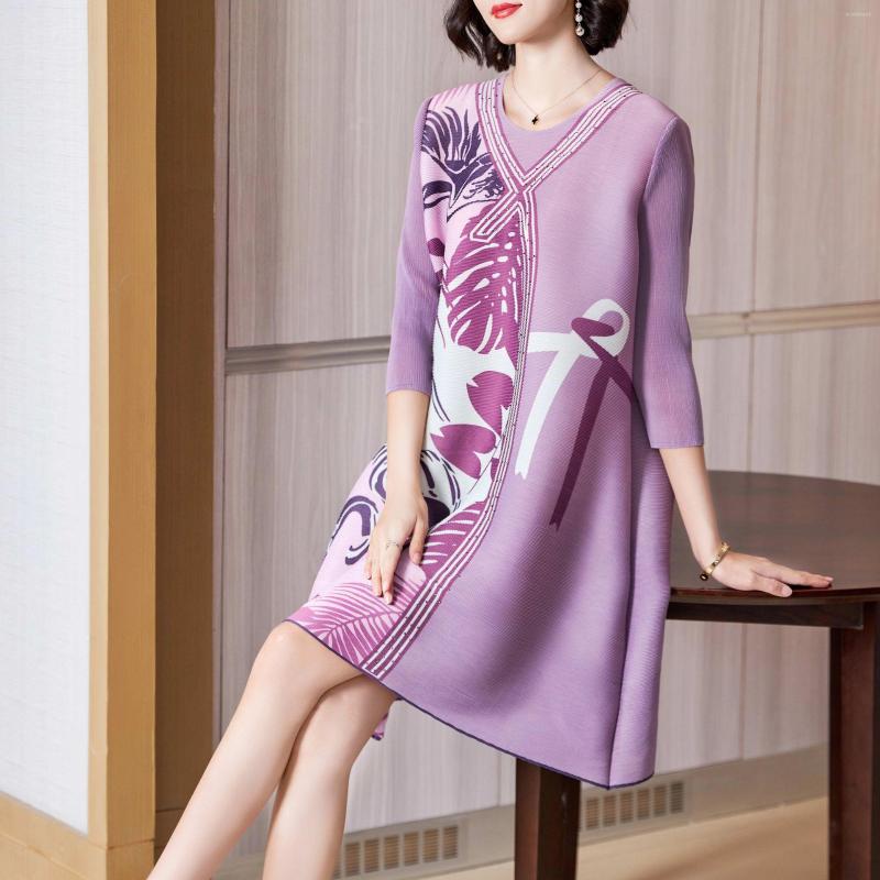 

Casual Dresses 2022 Arrival Women's Dress Pleated Fashion Printed, Pink