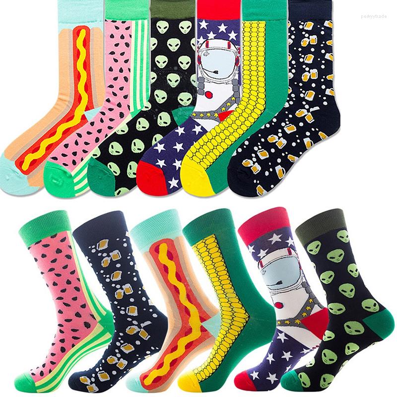 

Women Socks Colorful Women's High Quality Combed Cotton Food Pattern Long Tube Funny Happy Gifts For Men, Cartoon cotton socks