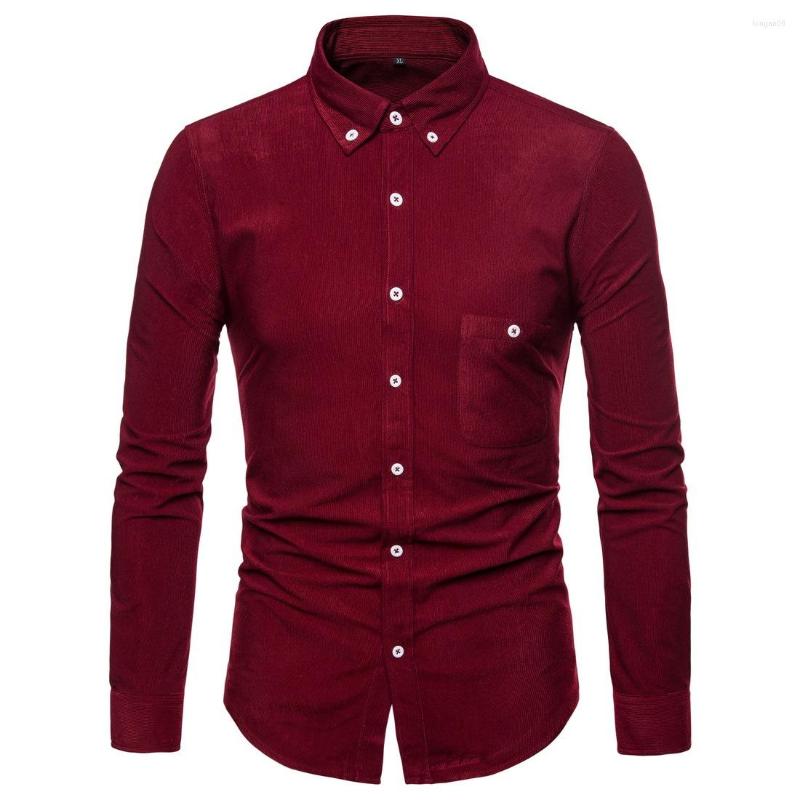 

Men's Casual Shirts Autumn Large Size Long-sleeved Corduroy Shirt, Black