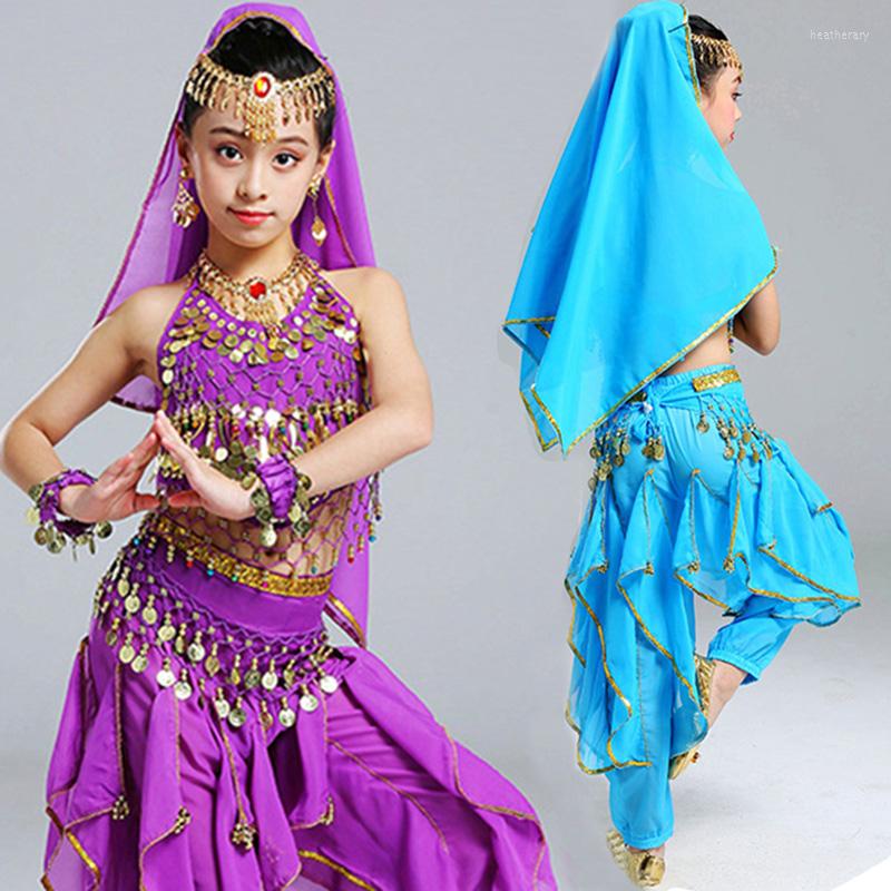 

Stage Wear 5PCS/Set Kids Belly Dance Costumes Set Oriental Girls Bollywood Performance For Children Dancing, Blue