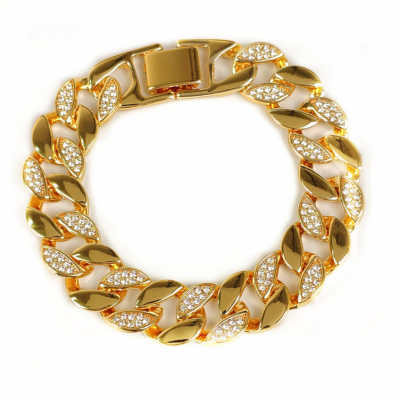 

Hip-hop rhinestones Cuban link bracelet designer jewellery for women channel clovers woman love bangle ice out custom luxury diamond jewelry gold bangle bracelets