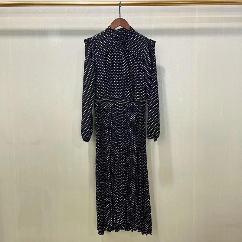 

Casual Dresses Elegant And Fashionable Autumn Winter Women' Printed Polka Dot Pleated Dress Long Skirt, Picture color