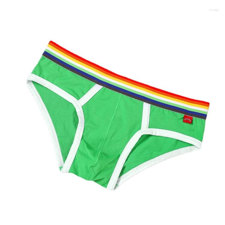 

Underpants 2022 Brand Sexy Mens Solid Underwear Rainbow Belt Briefs Gay Panties Man Fashion Male