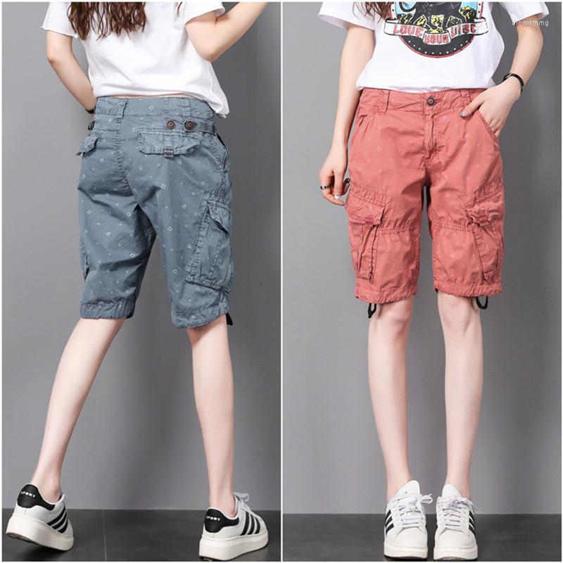 

Women's Shorts Summer Short Women's Tactical Army Straight Knee Length Military Trousers Female Capris Cargo With Multi Pockets, Blue