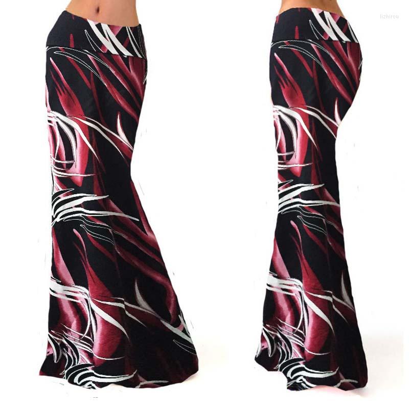 

Skirts Women Boho Style High-Waisted Long Skirt Geometric Patterns Elasticity Slim Wrap Hip