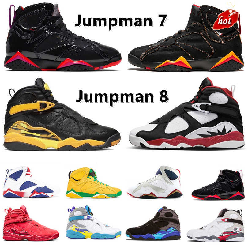 

AMG Jumpman 7 8 Men Basketball Shoes 7s Citrus Bordeaux Topaz Mist Patent Leather Flint 8s Paprika Taxi Aqua Raid South Beach Three Peat, Color#1