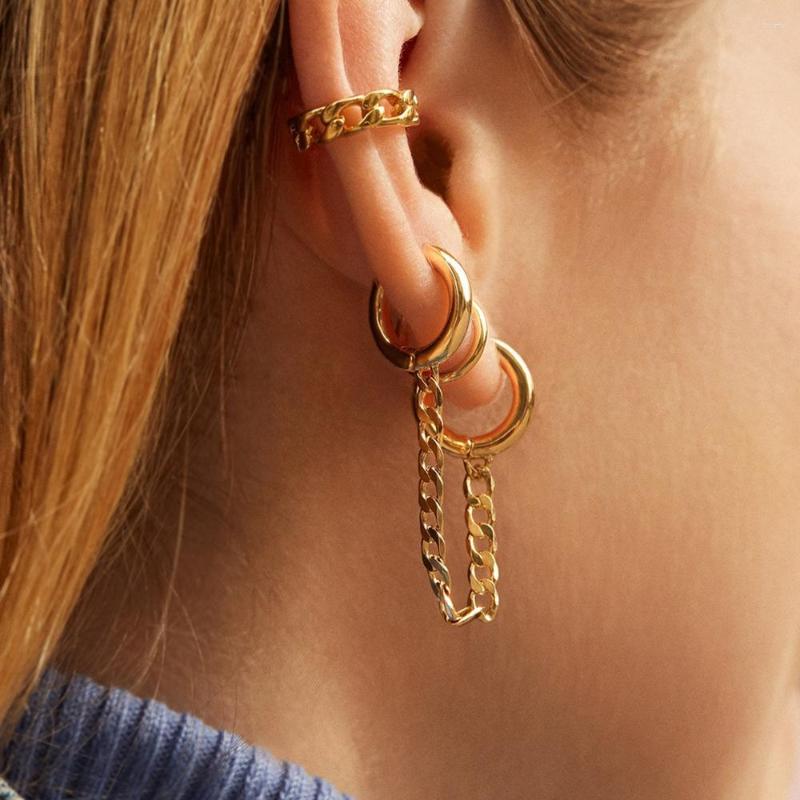 

Hoop Earrings Small Circle Chain Huggie For Women Girls Punk Simple Long Tassel Lady Party Jewelry Gifts Accessories