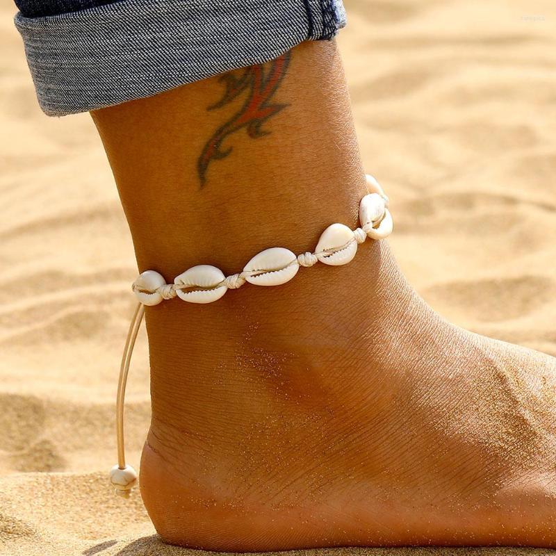 

Anklets EN Bohemia Summer Sea Shell Anklet 2022 Vintage Woven Beach Sandals Women Foot Ankle