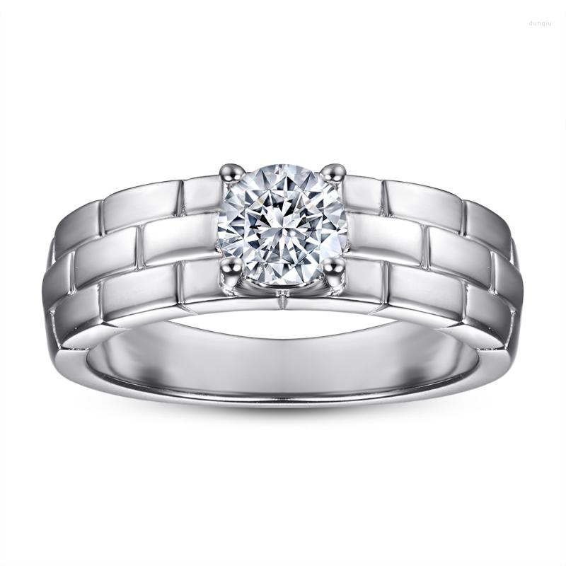 

Cluster Rings HTOTOH Fine Jewelry 0.5 Moissanite Diamond S925 Sterling Silver Ring Woman Engagement Wedding Gift