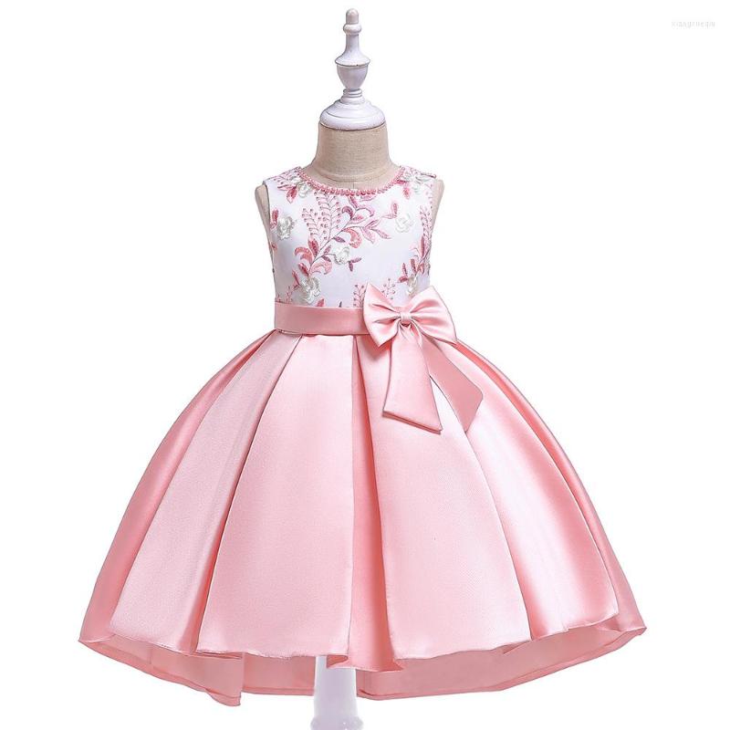 

Girl Dresses 2022 Flower Beaded Embroidered Princess Dress Twill Satin Bow Tuxedo Communion, Green