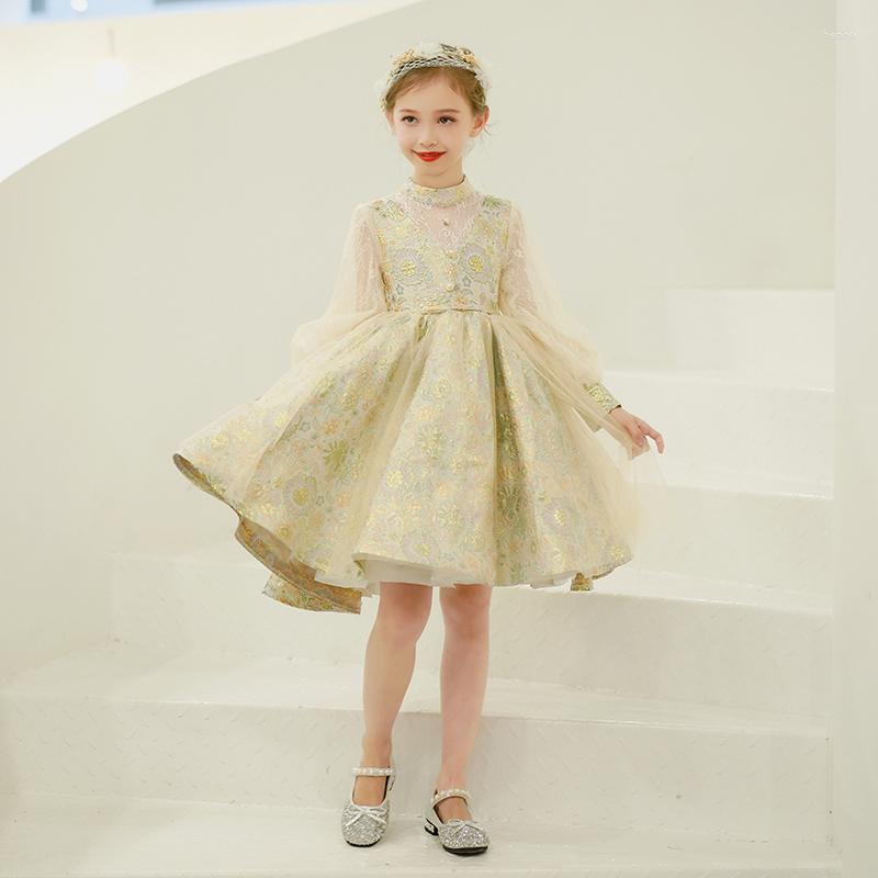 

Girl Dresses 2022 Glitter Sequin Flower Dress Princess Puffy Birthday Christmas Sparkly Kid's Gown, Size