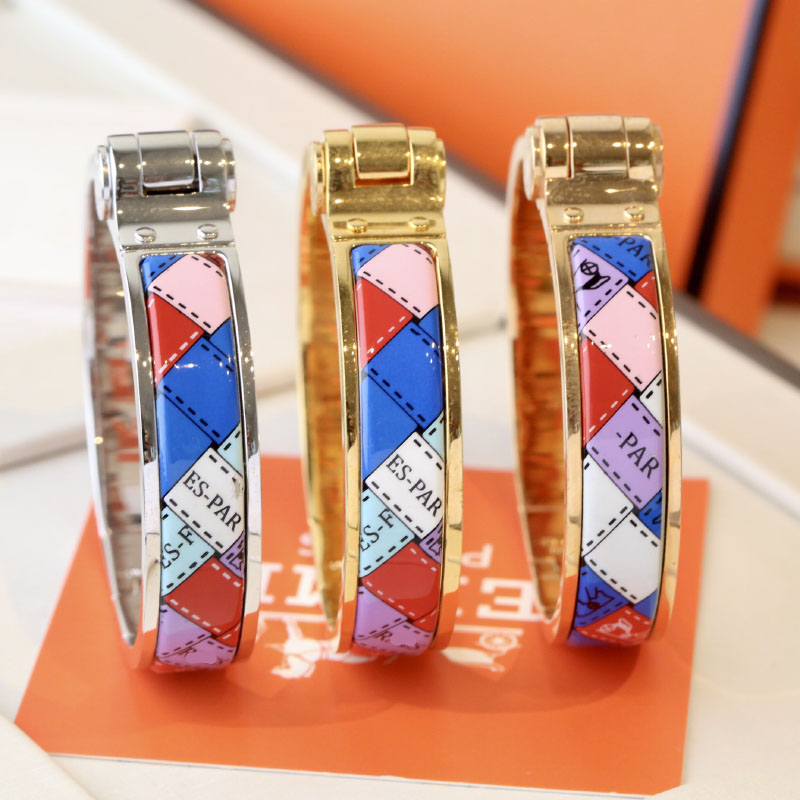 

Enamel clic bangle for women charm bracelets 12mm small size snap-fastener blue red pink enamel
