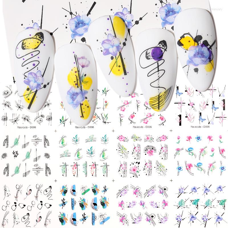 

Nail Stickers Harunouta 12Pcs Sexy Girl Geometric Lines Water Spring Simple Flower Leaves Decals Slider DIY Art Decoration, 13