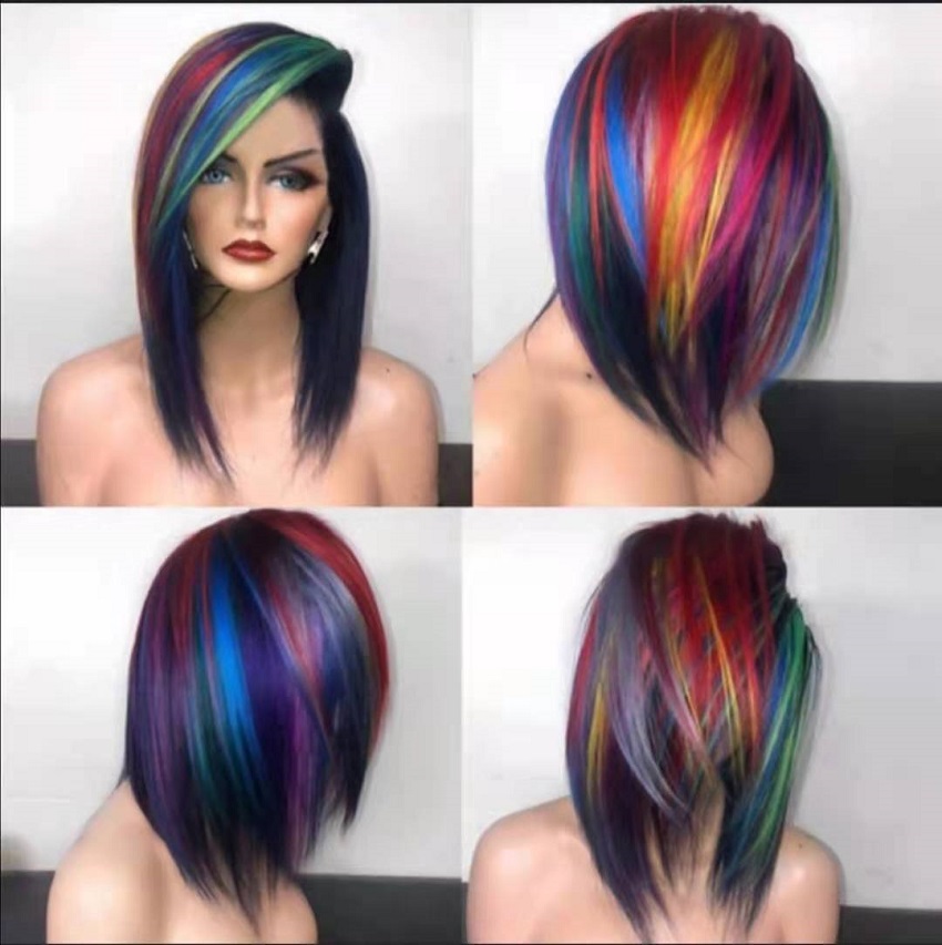 

Europe and United States new hot-selling women's fashion mixed color COSPLAY rose wire wig high temperature wire, Mix color