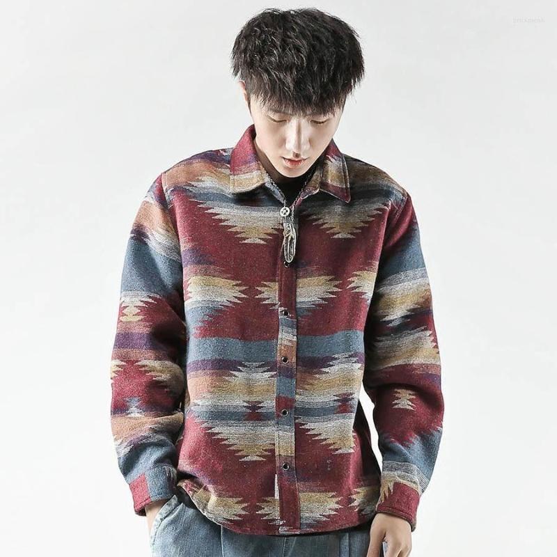 

Men's Casual Shirts Thick For Men Vintage Woolen Leisure Pattern Dress Shirt Plus Size Streetwear Chemise Homme Flannel, Gray