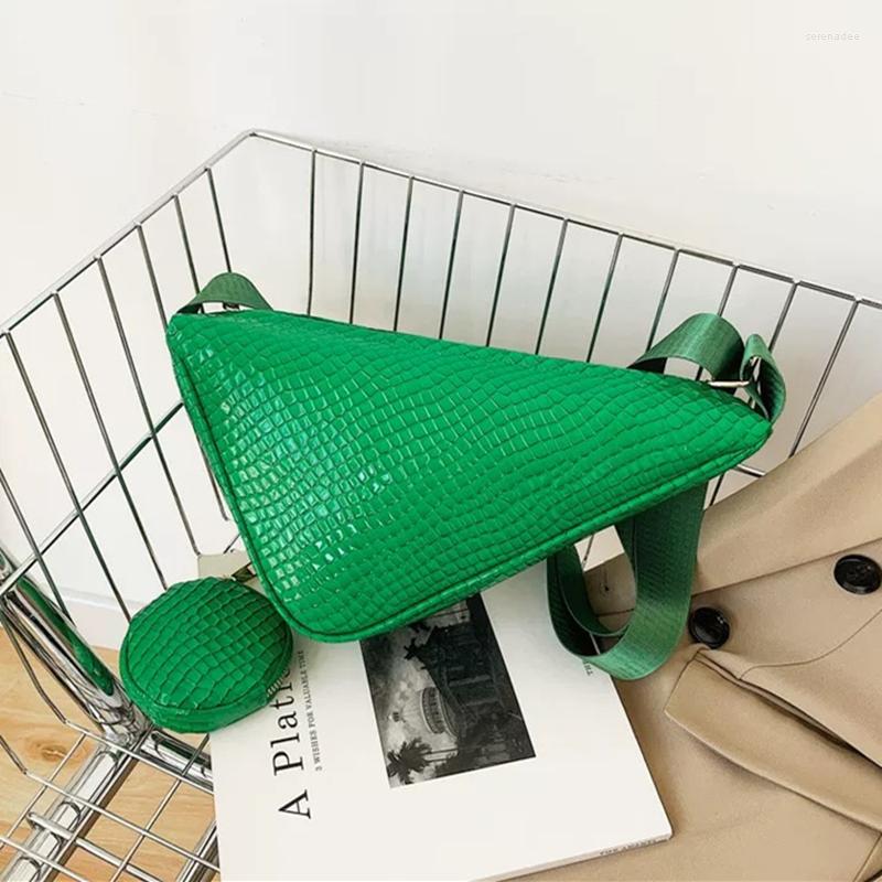 

Evening Bags Luxury Designer Women Alligator Shoulder Handbag Patent PU Leather Triangle Purse Brand Phone Key Pouch 2022 Bag Bolso, Black