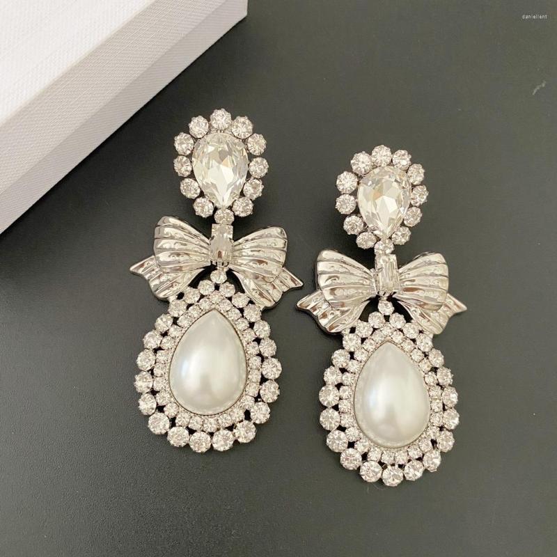 

Backs Earrings 2022AR European And American Fashion Jewelry Bow Water Drop Pearl Pendant For Women Birthday Gift