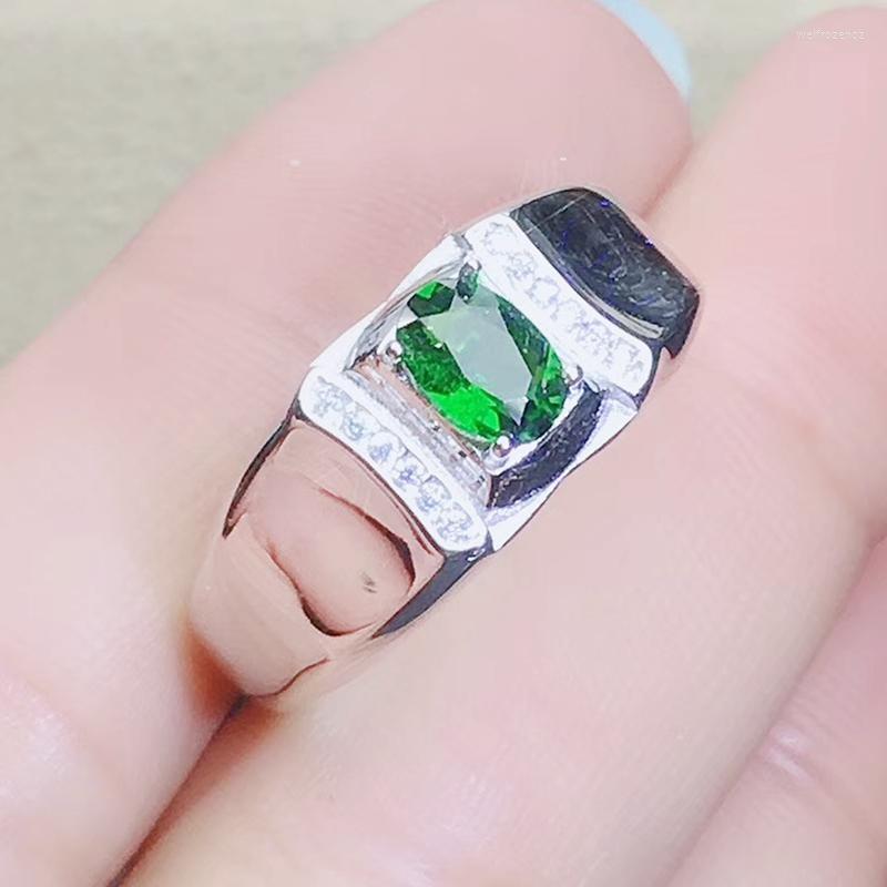 

Cluster Rings Men Ring Natural Real Diopside 925 Sterling Silver 0.5ct Gemstone Fine Jewelry Handworked J91276