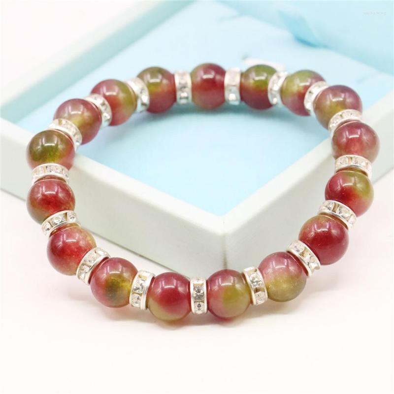 

Strand 10mm Multicolor Red Round Watermelon Jaspers Stone Bracelet Elastic Jewelry Making Design Hand Made Women Girls Gifts Accessory