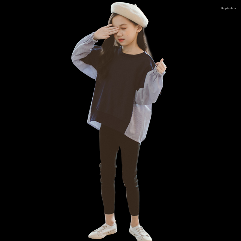 

Clothing Sets Girls Clothes Set Patchwork For Striped Blouse Pants Kids Casual Style Kid, Picture shown