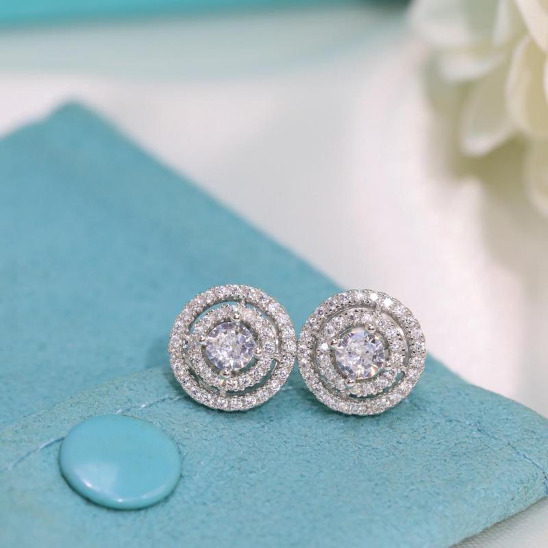 

Stud Earrings IN2022 Round Drill Plating Platinum Flying Saucer Earplugse