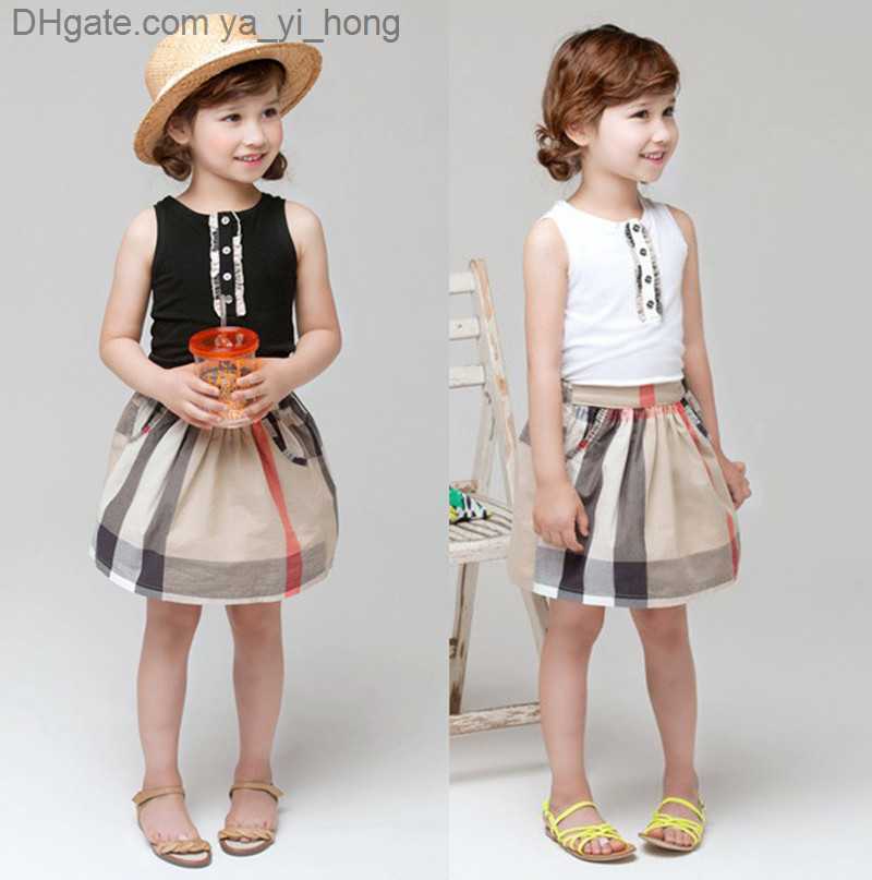 

Girls Baby Dress Kids Short Sleeve Pleated Polo Shirt Skirt Children Casual Designer Clothing Kids Clothes Dress yayihong, White