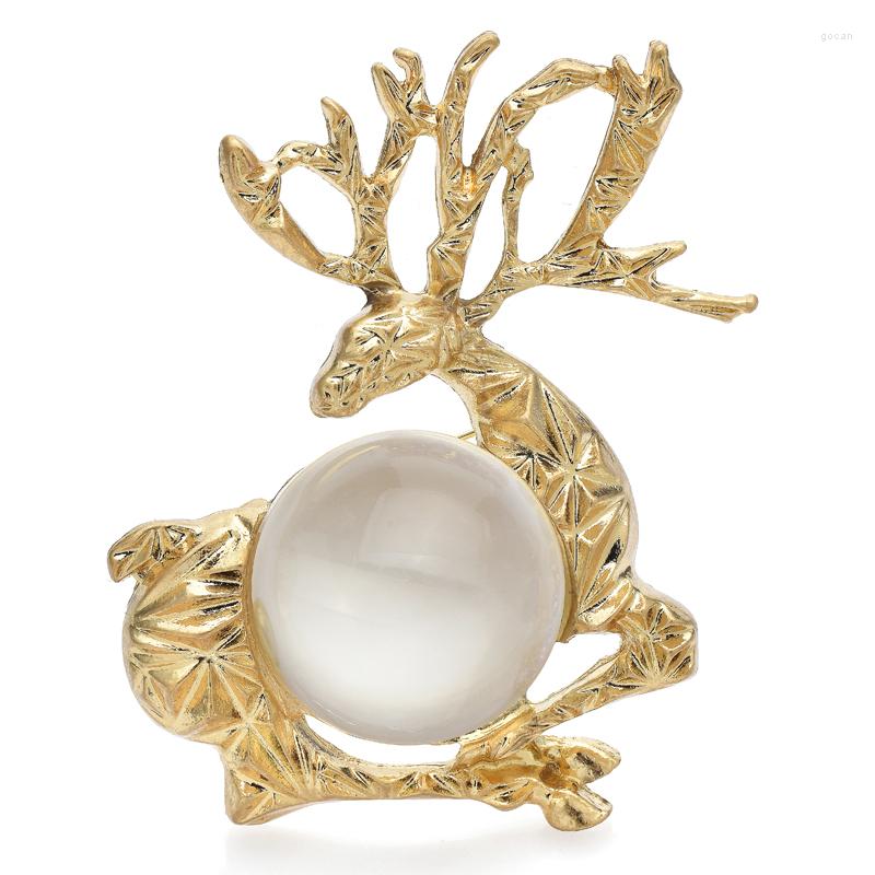 

Brooches Wuli&baby Resin Deer For Women Unisex 2-color Design Christmas Year Animal Party Office Brooch Pin Gifts