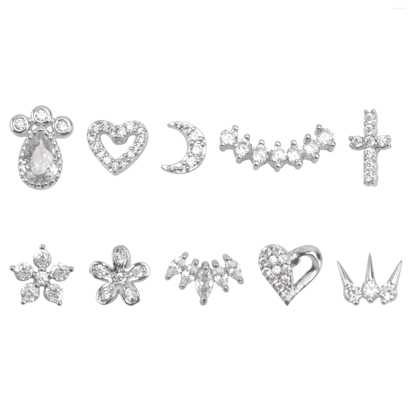 

Backs Earrings 10Pcs Ear Studs Zirconia Bone Nails Fashion Lip