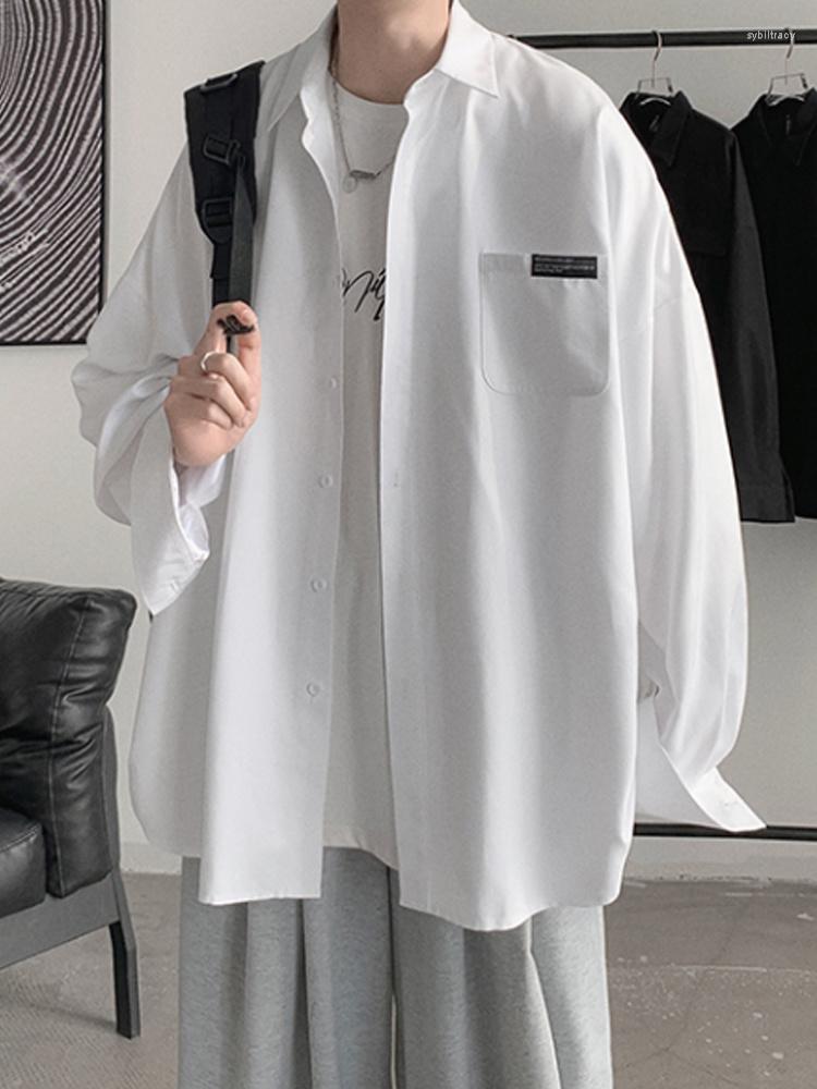 

Men's Casual Shirts 2022 Men's Spring And Summer Ins Solid Color Long Sleeve Shirt Korean Version Trend Basic Style Niche Design Coat, Navy blue